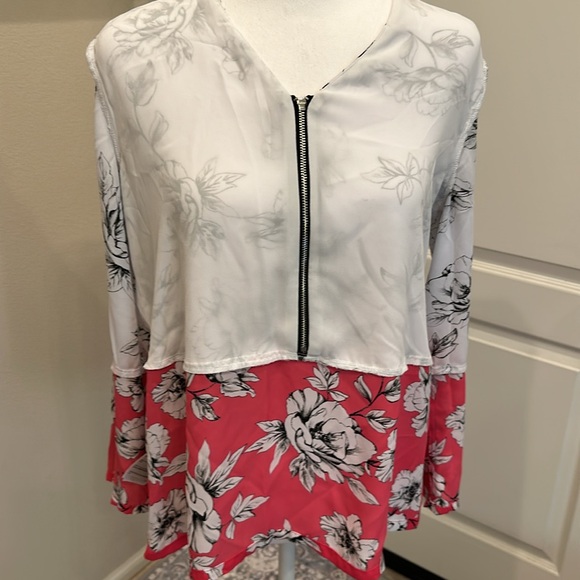 Alfani Blouse, XS, White/Pink/Black - Picture 9 of 12